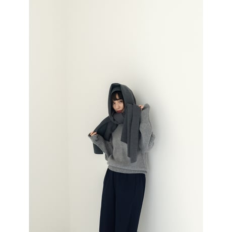 KNIT WIDE STOLE/Gray