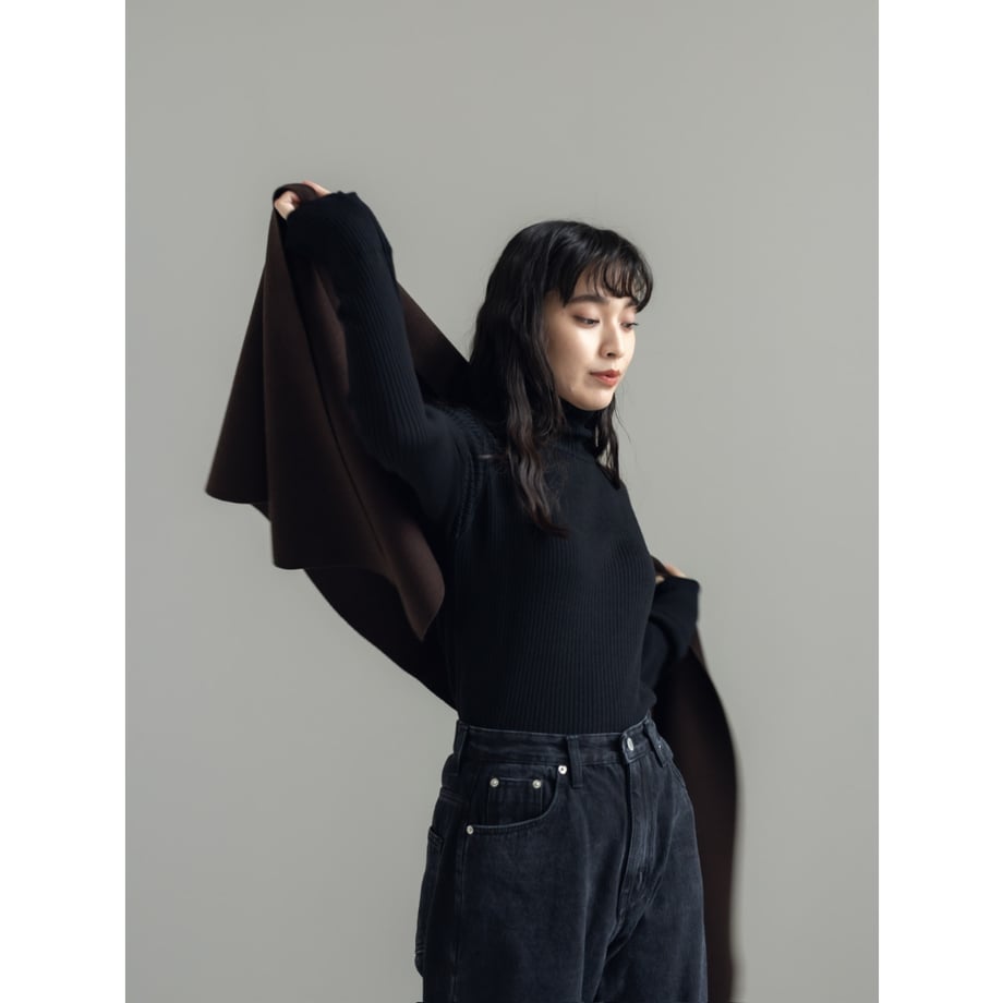 KNIT WIDE STOLE/Brown