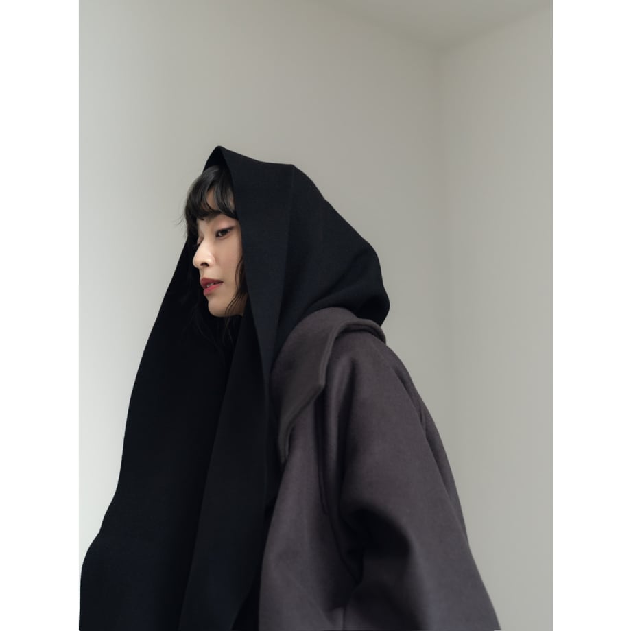 KNIT WIDE STOLE/Black