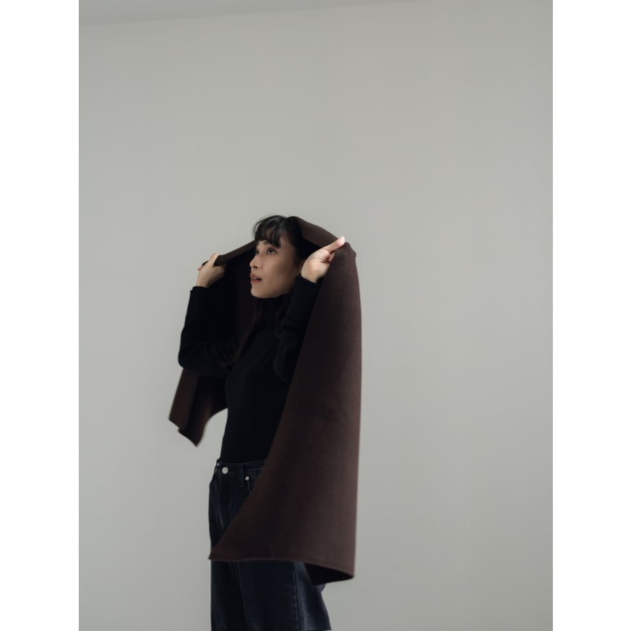 KNIT WIDE STOLE/Brown