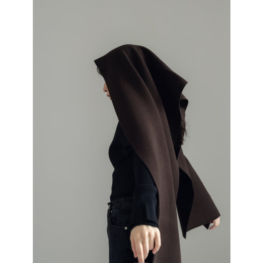 KNIT WIDE STOLE/Brown